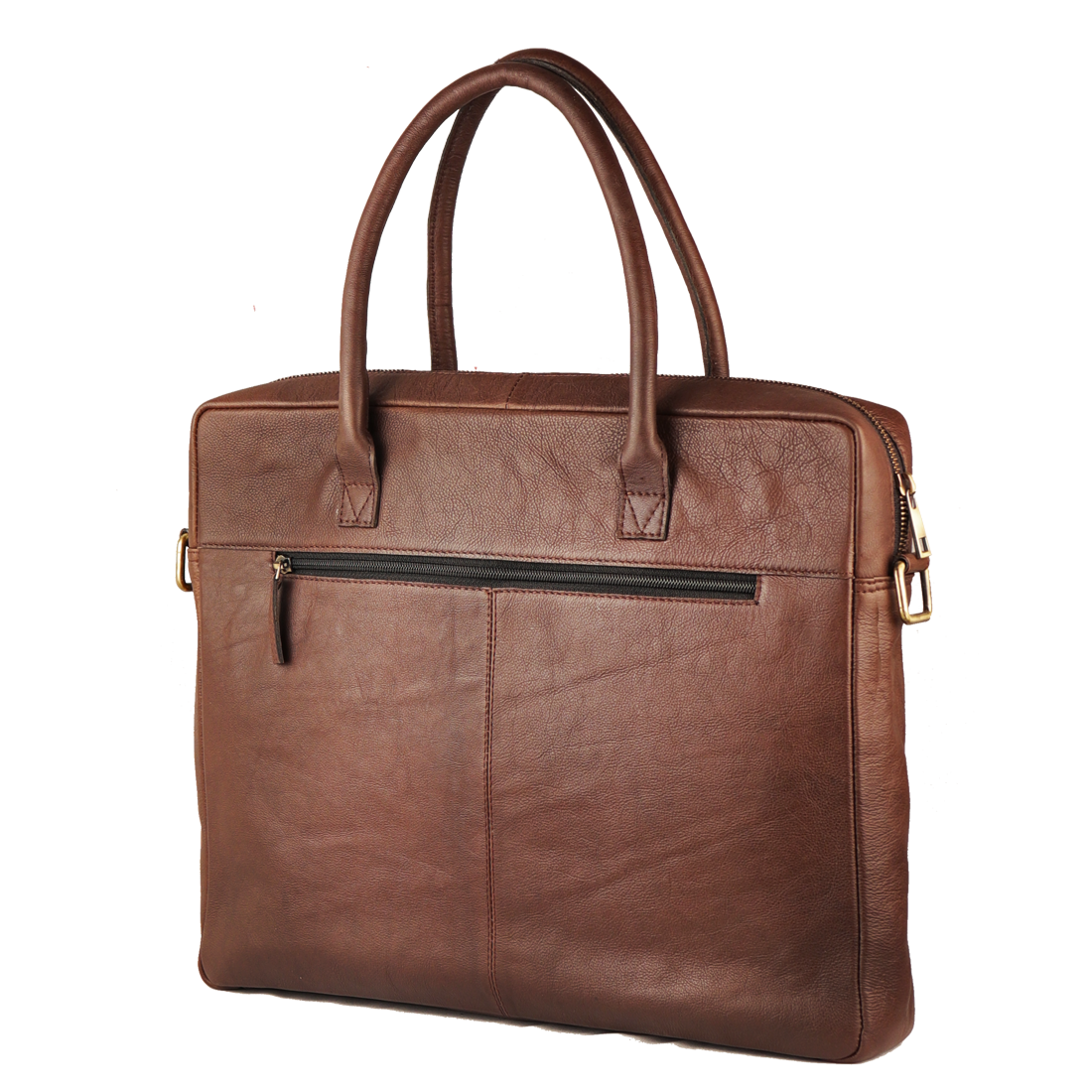 Genuine Leather-Kantha Handcrafted Unisex Laptop Bag (Brown)