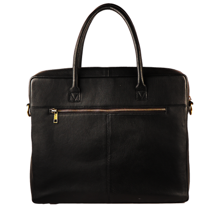 Genuine Leather-Kantha Handcrafted Unisex Laptop Bag (Black)