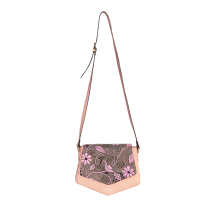 Leather Embroidery Peacock Sling - Lilac